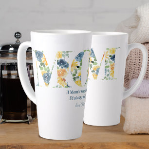 Caneca De Café Latte Se as Mães fossem como Flores - Letras Florais