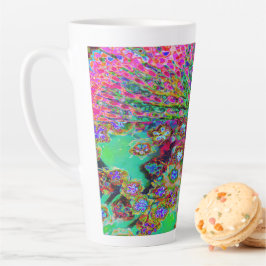 Caneca De Café Latte Sedum Roxo Groovy Abstrato Psicodélico
