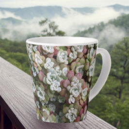 Caneca De Café Latte Sedum Spathulifolium Succulium Floral