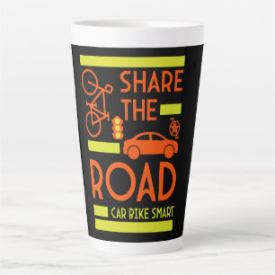 Caneca De Café Latte Segurança Rodoviária de Bicicleta