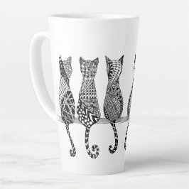 Caneca De Café Latte Seis Gatinhos em uma ramificação