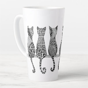 Caneca De Café Latte Seis Gatinhos em uma ramificação