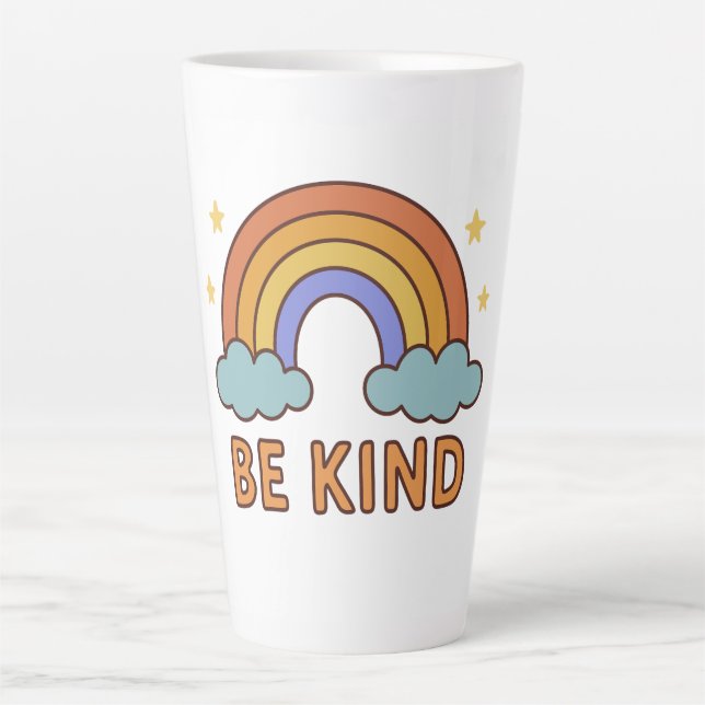 Caneca De Café Latte "Seja Bastante Arco-Íris - Design de Cotação Posit (Frente)
