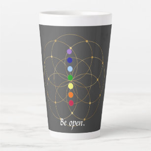 Caneca De Café Latte Seja Open Chakra & Seeds of Life