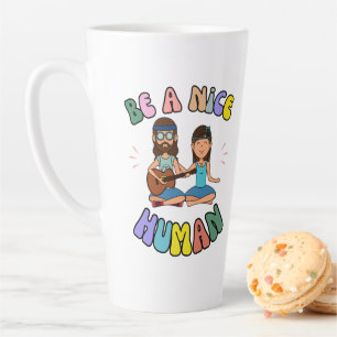 Caneca De Café Latte Seja Um Belo Teto De Retrô Humano Hippie Vibe
