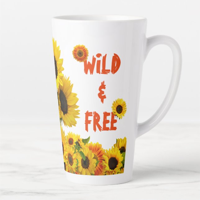 Caneca De Café Latte Seja um Girassol Selvagem e Livre (Direita)