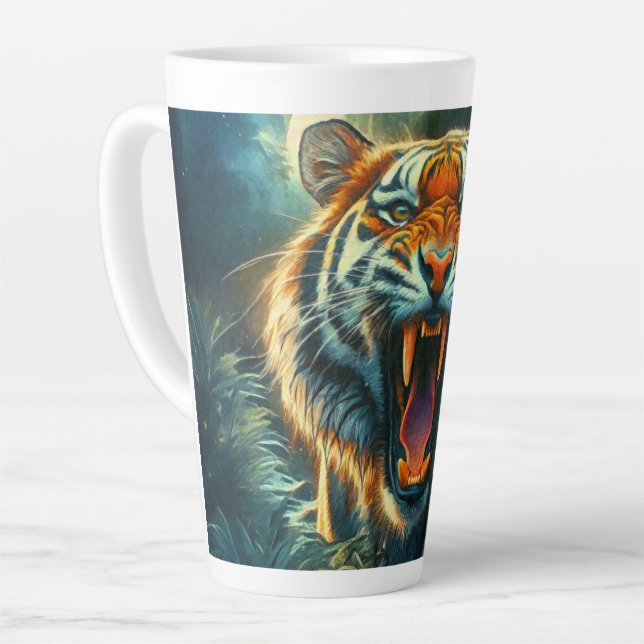 Caneca De Café Latte Selva-lua-lua de Tiger Rajada (Ângulo esquerdo)