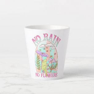Caneca De Café Latte Sem Chuva, Sem Flores - Floral e Cogumelo Vibrante