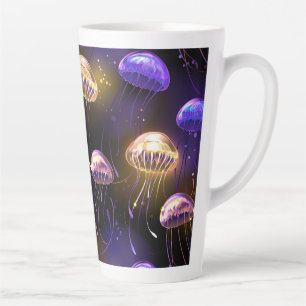Caneca De Café Latte Sem costura com águas-vivas brilhantes
