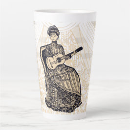Caneca De Café Latte Senhora com guitarra