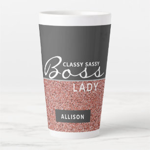 Caneca De Café Latte Senhorita Rosa - Brilho Rosa Dourado Personalizado