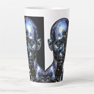 Caneca De Café Latte Sentinela Cromo Cibernético