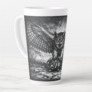 Caneca De Café Latte Sentinela de Coruja Alada por BurnsInHell