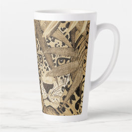 Caneca De Café Latte Sepia Leopard 