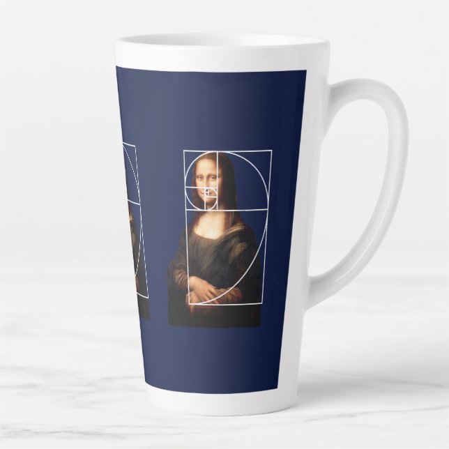 Caneca De Café Latte Sequência Fibonacci Leonardo da Vinci Mona Lisa (Direita)