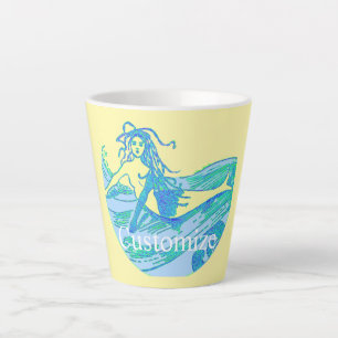 Caneca De Café Latte Sereia de Surfe Vintage Thunder_Cove