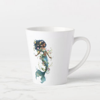 Caneca De Café Latte Sereia Encantada Latte Mug Floral Fantasy Design