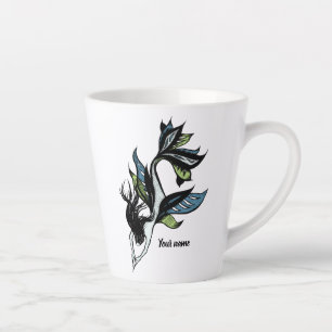 Caneca De Café Latte Sereia Gótica - Lindo Nome de Desenho de Tinta