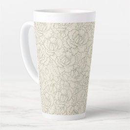 Caneca De Café Latte Serene Sage Green | Vintage Blossom Rosas
