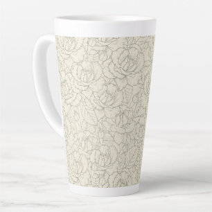 Caneca De Café Latte Serene Sage Green Vintage Blossom Rosas