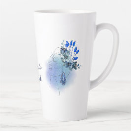 Caneca De Café Latte Serenidade Aquamarine Personalizada, Março