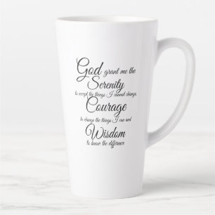 Caneca De Café Latte Serenity Prayer em letra preta