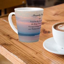 Caneca De Café Latte Serenity Prayer Pink Seascape Sunset