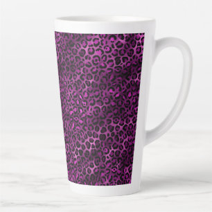 Caneca De Café Latte Série de Design Leopardo Roxo e Dourado 3