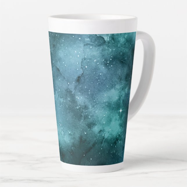 Caneca De Café Latte Série Teal Galaxy Design 7  (Ângulo direito)