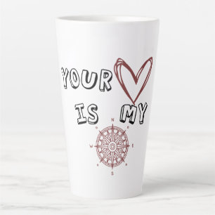 Caneca De Café Latte Seu Coração é meu Compass