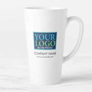 Caneca De Café Latte Seu Logotipo, Nome da Empresa & Promo do Site