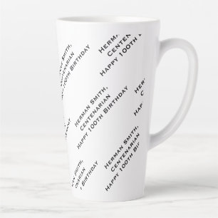 Caneca De Café Latte Seu padrão de texto em todo Impressão preto/branco