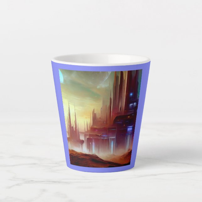 Caneca De Café Latte SF Cidade em um Planeta Estranho 1 (Frente)