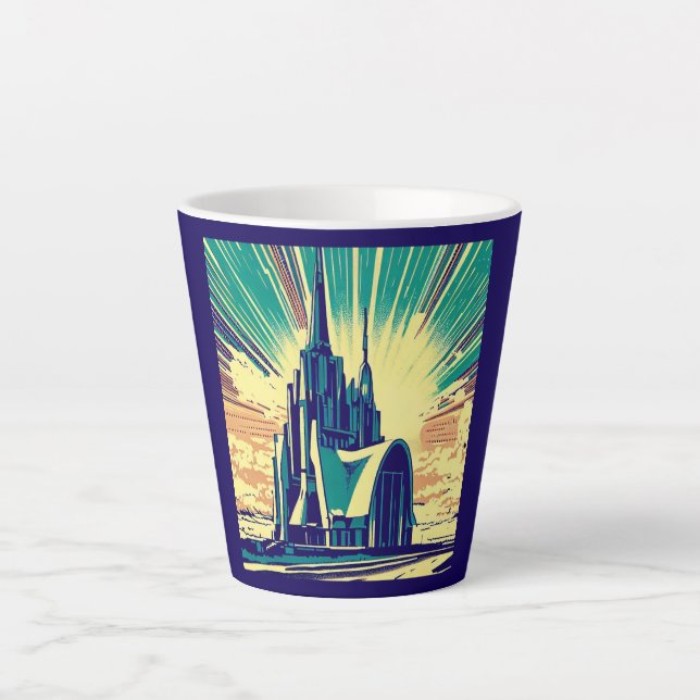 Caneca De Café Latte SF Futurística Igreja 3 (Frente)