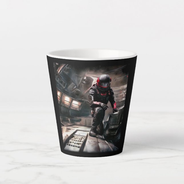 Caneca De Café Latte SF Hero a bordo nave espacial 3 (Frente)