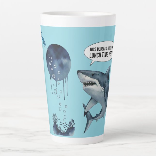 Caneca De Café Latte shark birthday gift  (Frente)