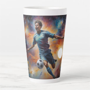 Caneca De Café Latte Shot Soccer da Nebulosa Espacial