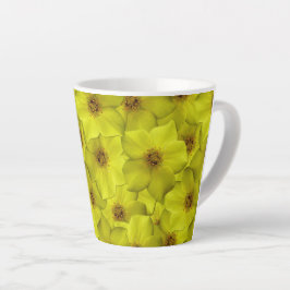Caneca De Café Latte Shrubby Cinquefoil Padrão Sem Costura