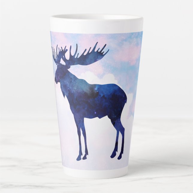 Caneca De Café Latte Silhueta azul celestial (Frente)
