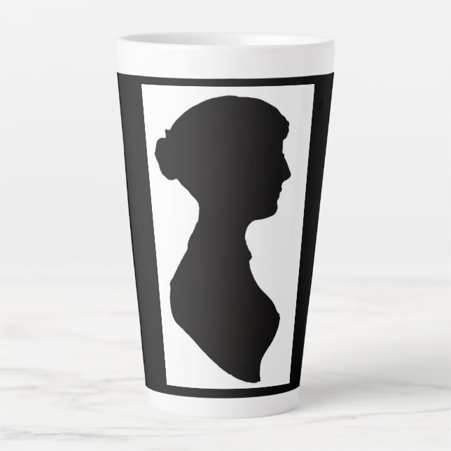 Caneca De Café Latte Silhueta de Jane Austen (Frente)