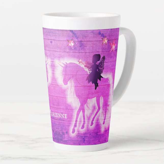 Caneca De Café Latte Silhueta Magical Unicórnio Pink Personalizada (Ângulo direito)