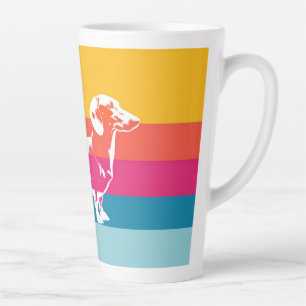 Caneca De Café Latte Silhueta Retro do Dachshund – Arte Colorida Pop de