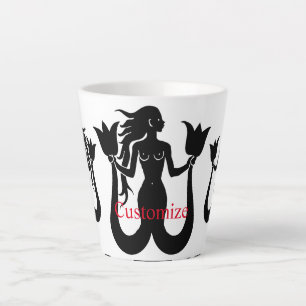 Caneca De Café Latte Silhueta Sereia de Duas Caudas Thunder_Cove