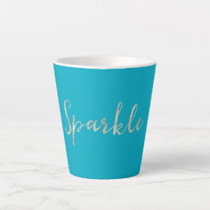 Caneca De Café Latte Silver Sparkle Bright Aqua Azul