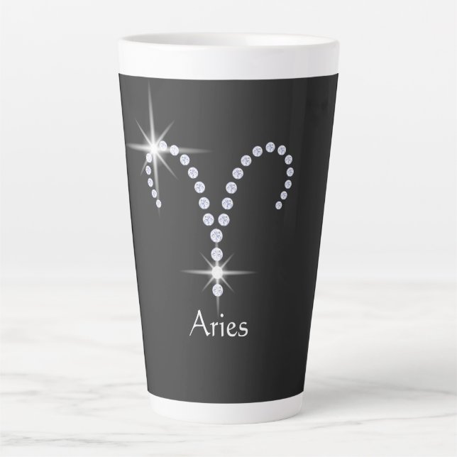 Caneca De Café Latte Símbolo de Aries Sparkly Diamantes (Frente)