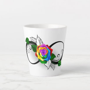 Caneca De Café Latte Símbolo de Infinito com Rosa Arco-íris