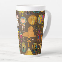Caneca De Café Latte Símbolo de Padrão - Hieróglifo Egípcio Antigo