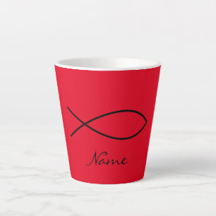 Caneca De Café Latte Símbolo de Peixe Cristão Ichthys Thunder_Cove
