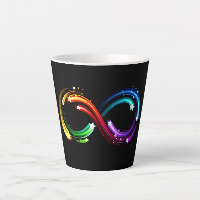 Caneca De Café Latte Símbolo do infinito de cometas arco-íris (Frente)