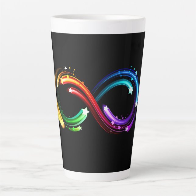 Caneca De Café Latte Símbolo do infinito de cometas arco-íris (Frente)
